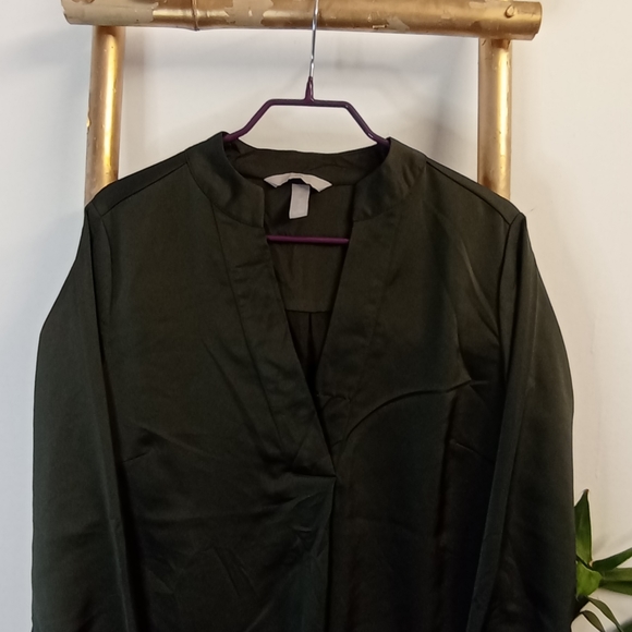 H&M Satin Khaki Blouse - Picture 3 of 16